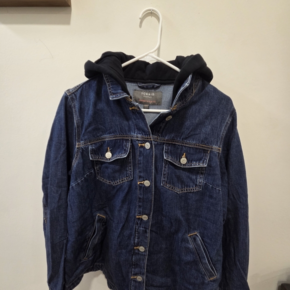Torrid Blue Denim Jacket with Black Hood - Picture 5 of 7